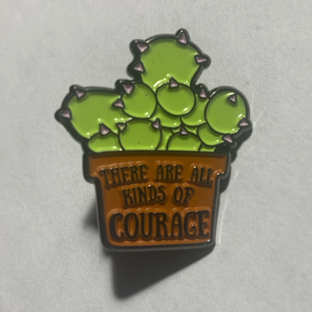 Courage Cactus Enamel Pin Inspirational Mental Health Quote Plant Nature Badge - Picture 9 of 12